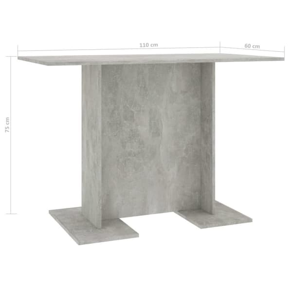 vidaXL Ruokapöytä betoninharmaa 110x60x75 cm tekninen puu