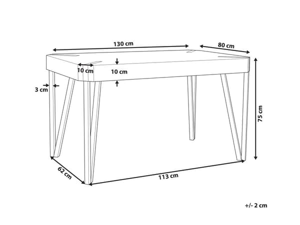 Ruokapöytä ruskeanharmaa MDF-levy musta metalli 130 x 80 x 75 cm neljälle suorakulmainen industriaalinen tyyli