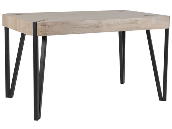 Ruokapöytä ruskeanharmaa MDF-levy musta metalli 130 x 80 x 75 cm neljälle suorakulmainen industriaalinen tyyli