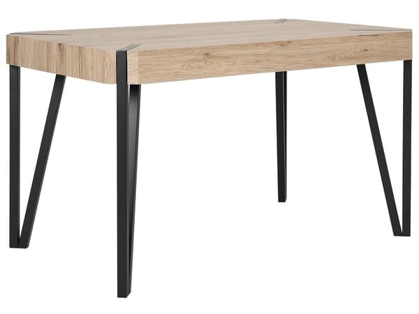 Matbord Ljus Trä Topp Svarta Metallben 130 x 80 cm 6-sits Rektangulär Industriell