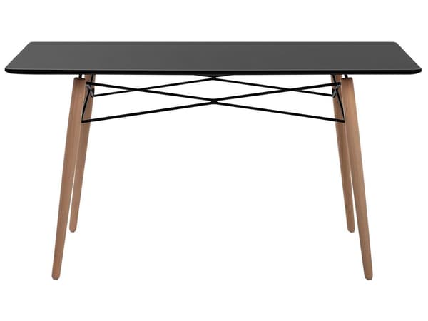 Ruokapöytä musta MDF-levy vaalea pyökki 140 x 80 x 75 cm neljälle suorakulmainen skandinaavinen tyyli