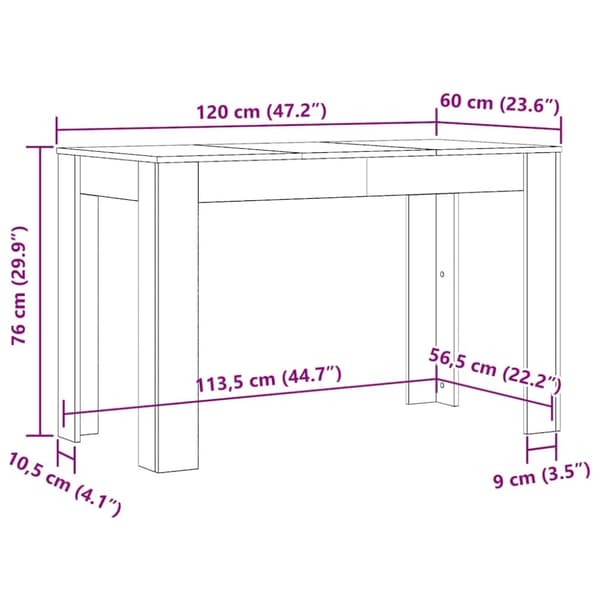 vidaXL Matbord vit 120x60x76 cm konstruerat trä