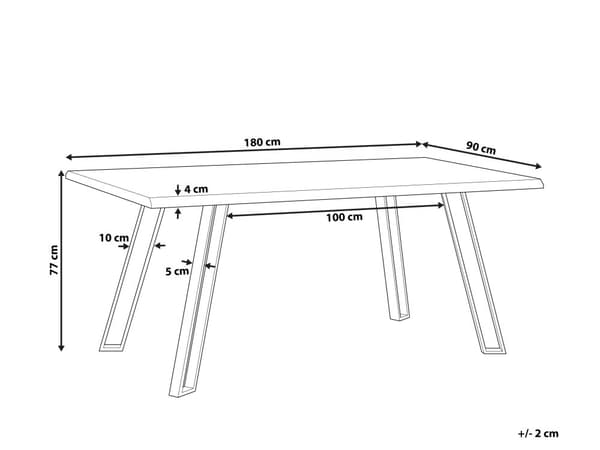 Matbord Ljus Trä 180 x 85 cm Svarta Metallben Kök