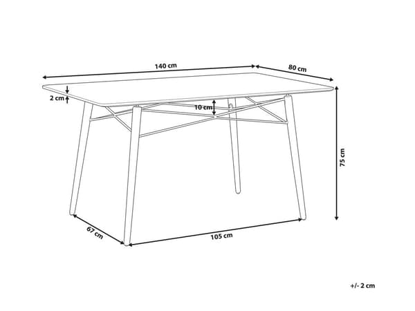 Matbord Ljus Trä Svart Topp 140 x 80 cm Modern Skandinavisk