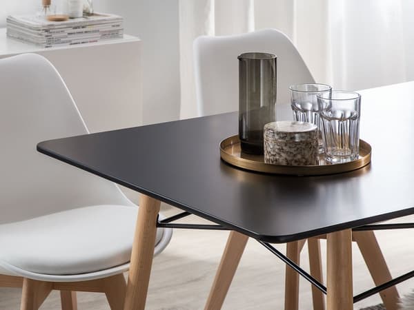 Matbord Ljus Trä Svart Topp 140 x 80 cm Modern Skandinavisk