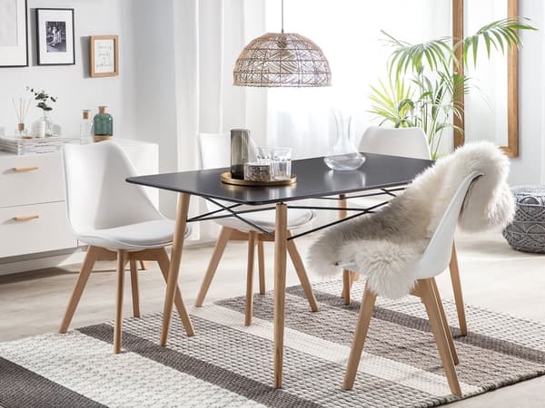 Matbord Ljus Trä Svart Topp 140 x 80 cm Modern Skandinavisk