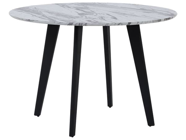 Spisebord Grå Hvid MDF Sort Metal ø 110 cm 4 Personers Rundt Plankebord med Marmor Look Design Moderne til Spisestue Køkken inspiration