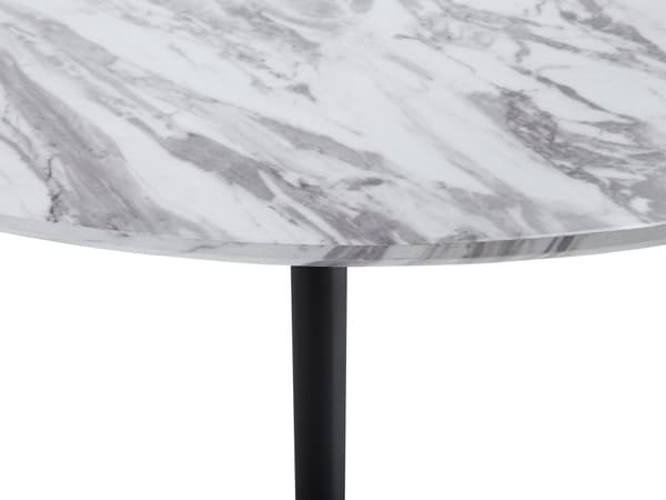 Matbord Marmor Effekt Svarta Ben Rund 110 cm MDF Bordsskiva Metallben