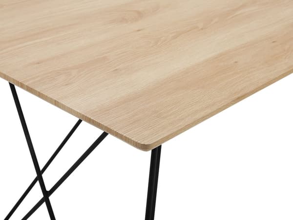 Spisebord Lyst Træ med Sorte MDF Bordplade Metalben 140 x 80 cm Stue i Industriel Stil