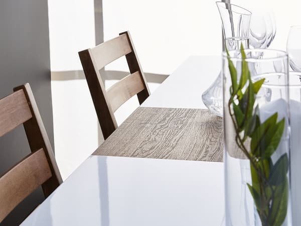 Udtrækkeligt Spisebord 8 Personers Hvidt Mørkt Træ Skandinavisk Moderne Design Køkken Stue