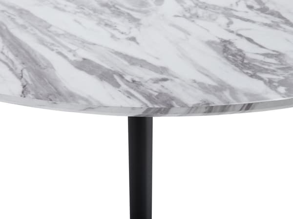 Ruokapöytä valkoinen MDF-levy musta metalli ⌀ 110 x 75 cm neljälle marmorikuvio pyöreä glamour tyyli