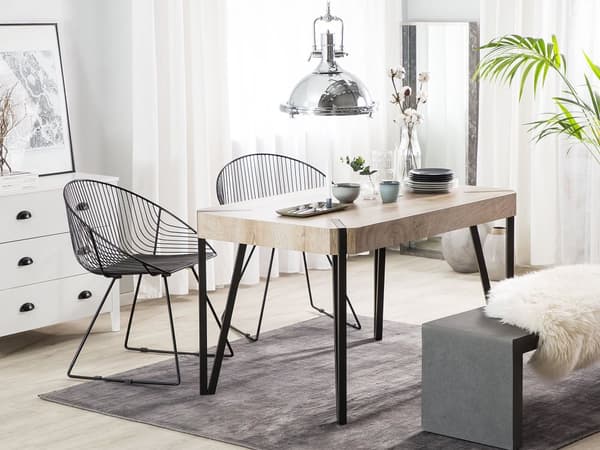 Matbord Taupe Trä Topp Svarta Metallben 130 x 80 cm 6-sits Rektangulär Industriell