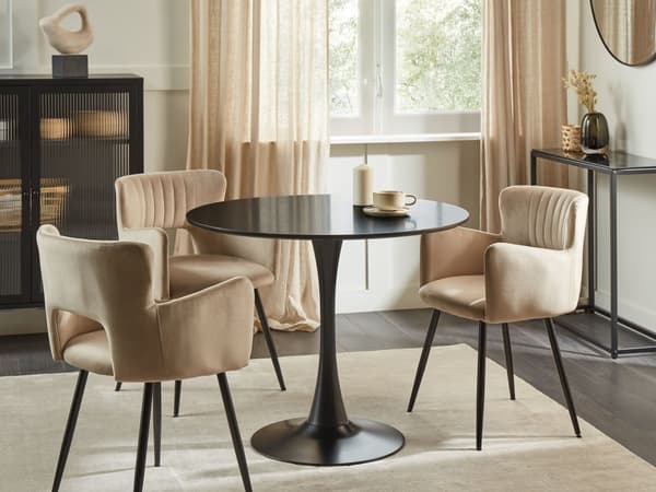 Rundt Sort Bistrobord 90 cm til Køkkenalrum til 4 Personer Industriel Moderne Stil