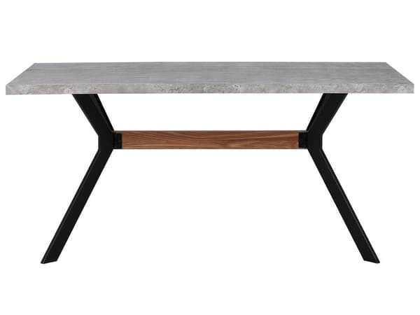 Ruokapöytä harmaa MDF-levy musta metalli 160 x 90 x 75 cm betonikuvio kuudelle industriaalinen tyyli