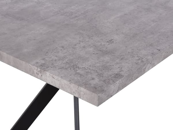 Ruokapöytä harmaa MDF-levy musta metalli 160 x 90 x 75 cm betonikuvio kuudelle industriaalinen tyyli