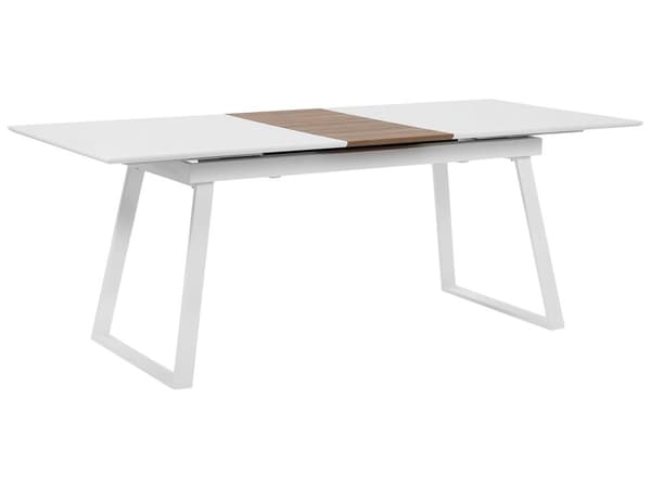 Ruokapöytä valkoinen MDF-levy metalli 160/200 x 90 x 75 cm kuudelle jatkettava moderni skandinaavinen tyyli