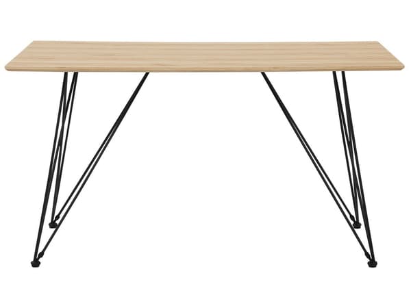 Ruokapöytä vaalea puu MDF-levy musta metalli 140 x 80 x 76 cm neljälle puukuvio industriaalinen tyyli