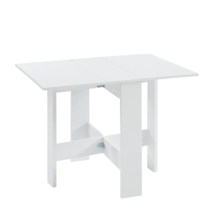 JUNO Fällbart vardagsrumsbord 4 personer - Vit dekor - L 104 x 76 x 74 cm