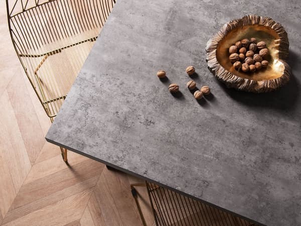 Grå Betoneffekt Spisebord 160 x 90 cm 6 Personers Metal Moderne Ben