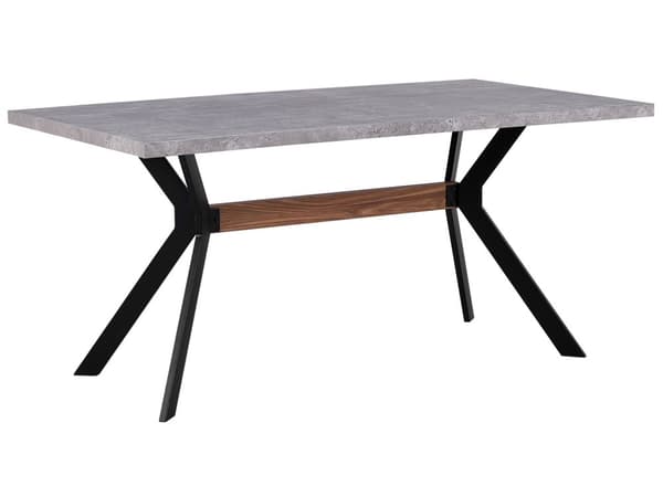 Grå Betoneffekt Spisebord 160 x 90 cm 6 Personers Metal Moderne Ben