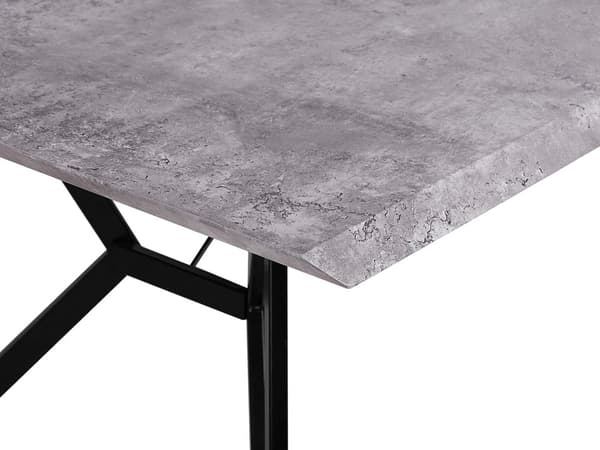 Spisebord Grå med Sort Metalben 160 x 90 cm 6 Personers Moderne Rektangulær Bordplade Beton Look med Sildeben Industriel Køkken Indretning