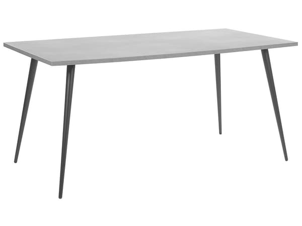 Ruokapöytä harmaa/musta betoniefekti 160 x 80 cm metallijalat 6 hengelle moderni tyyli