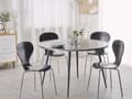 Miniatyrbild 2 av 7: Matbord Betong Effekt Topp Svarta Metallben Rund 120 cm Modern Glamour Stil