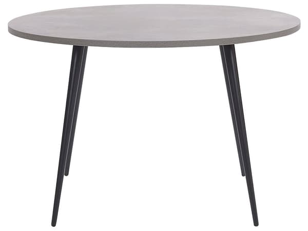 Matbord Betong Effekt Topp Svarta Metallben Rund 120 cm Modern Glamour Stil