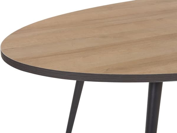 Matbord Mörk Träskiva Svarta Metallben Oval 180 x 90 cm Modern Retro