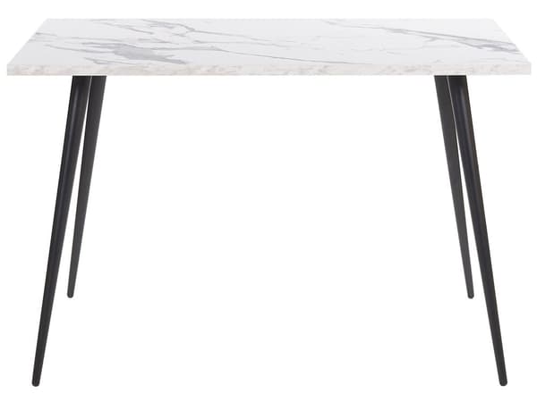 Matbord Vit Marmor Effekt Topp Svarta Metallben Rektangulär 120 x 80 cm för 4 Personer Modern Glamour Stil