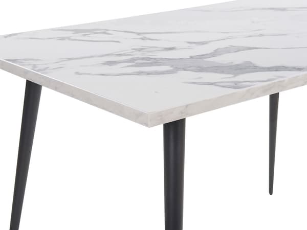 Matbord Vit Marmor Effekt Topp Svarta Metallben Rektangulär 120 x 80 cm för 4 Personer Modern Glamour Stil