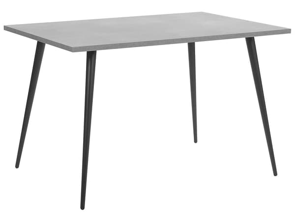 Betoneffekt sort spisebord 120 x 80 cm rektangulære bordplade metalben til 6 personer moderne stil