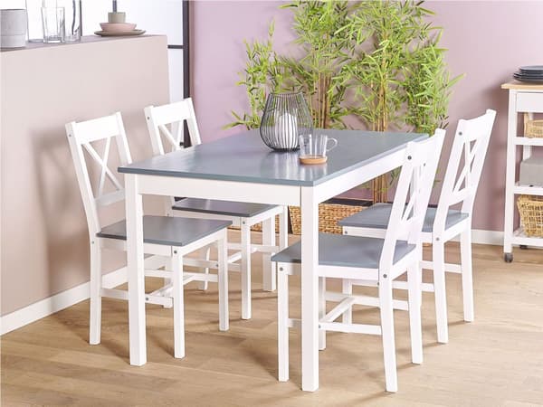 Matmöblemang Vit Stabil Trä Ljus trä Topp 4-sits 120 x 75 cm Modern Skandinavisk