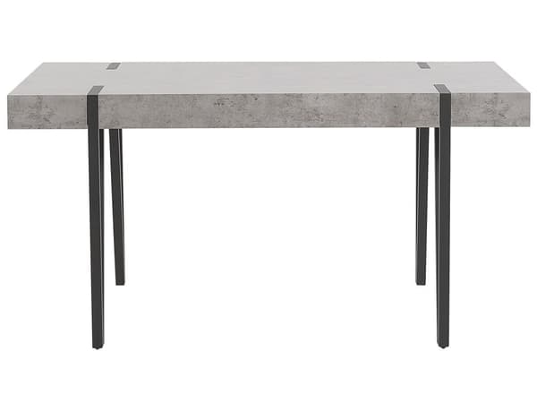Ruokapöytä vaaleanharmaa MDF-levy metalli 150 x 90 x 75 cm neljälle betonikuvio suorakulmainen industriaalinen tyyli