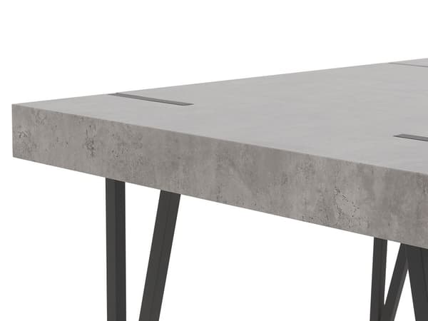 Ruokapöytä vaaleanharmaa MDF-levy metalli 150 x 90 x 75 cm neljälle betonikuvio suorakulmainen industriaalinen tyyli