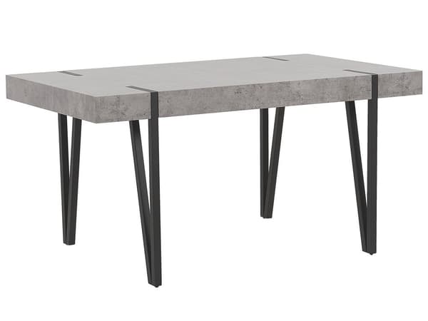 Ruokapöytä vaaleanharmaa MDF-levy metalli 150 x 90 x 75 cm neljälle betonikuvio suorakulmainen industriaalinen tyyli