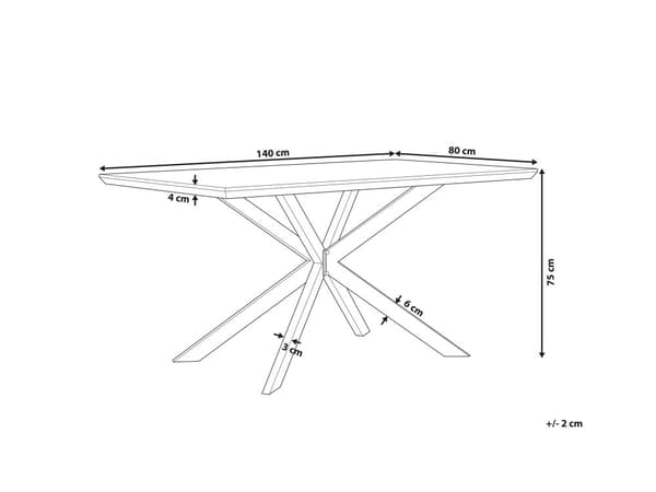 Ruokapöytä harmaa MDF-levy metalli 140 x 80 x 75 cm neljälle betonikuvio suorakulmainen industriaalinen tyyli