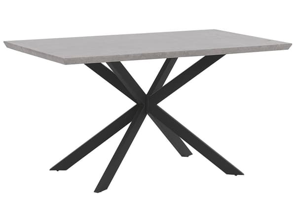 Ruokapöytä harmaa MDF-levy metalli 140 x 80 x 75 cm neljälle betonikuvio suorakulmainen industriaalinen tyyli