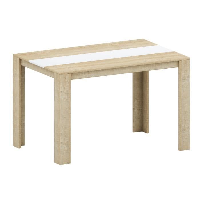 DAMIA Ruokapöytä 4-6 henkilölle, nykyaikainen tyyli tammi- ja valkoisilla koristeilla - L 120 x L 80 cm