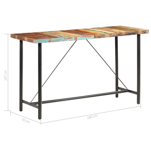 vidaXL Barbord 180x70x107 cm massivt återvunnet trä