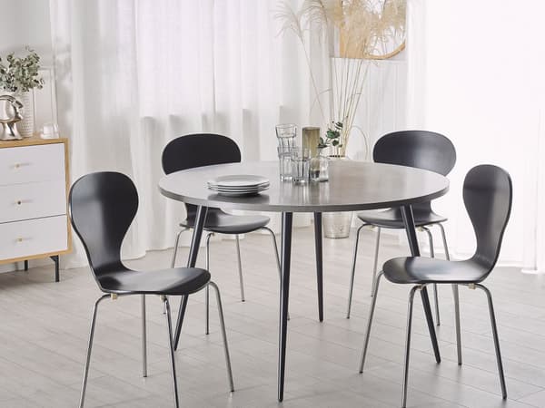 Ruokapöytä harmaa/musta pyöreä ø 120 cm metalli betoniefekti moderni glamour tyyli