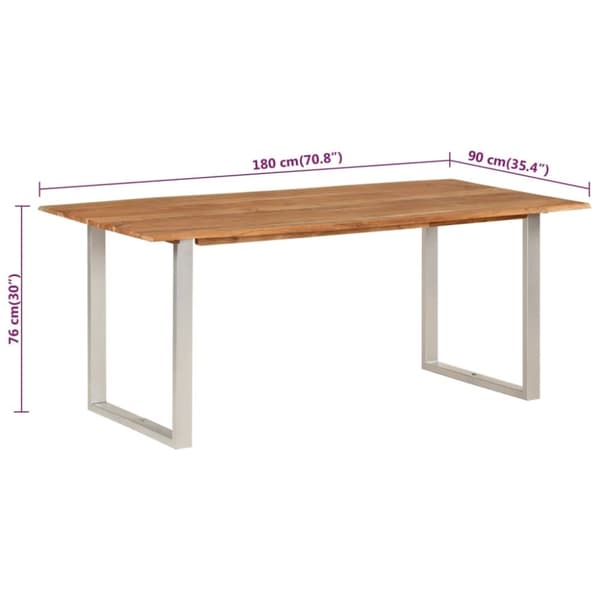 vidaXL Spisebord 180x90x76 cm heltre akasie