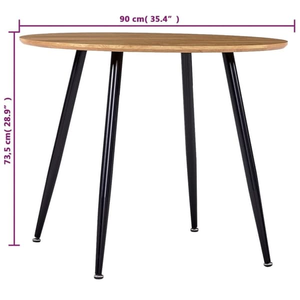 vidaXL Matbord ek och svart 90x73,5 cm MDF
