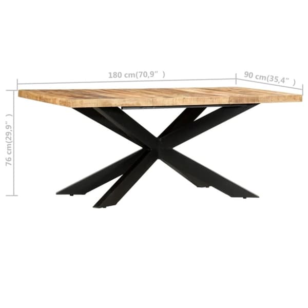 vidaXL spisebord 180 x 90 x 76 cm massivt ru mangotræ