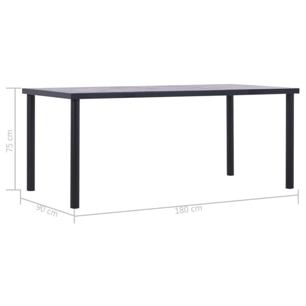 vidaXL Spisebord svart og betonggrå 180x90x75 cm MDF