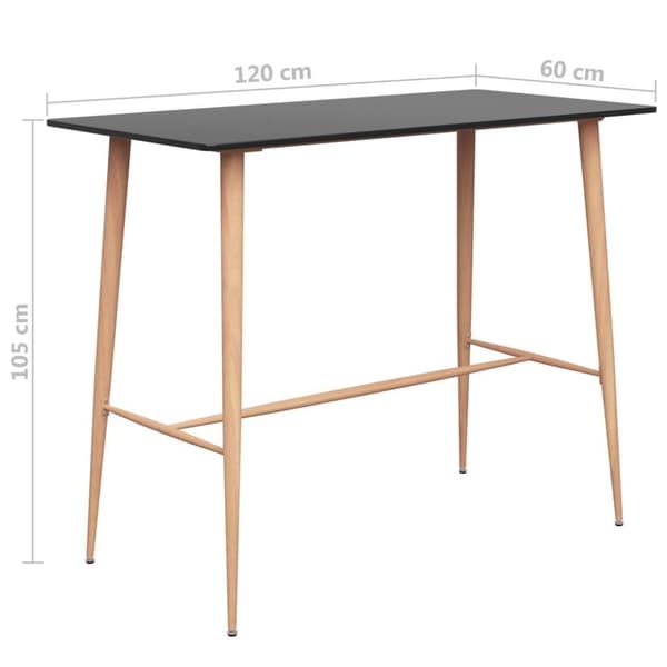vidaXL Barbord svart 120x60x105 cm