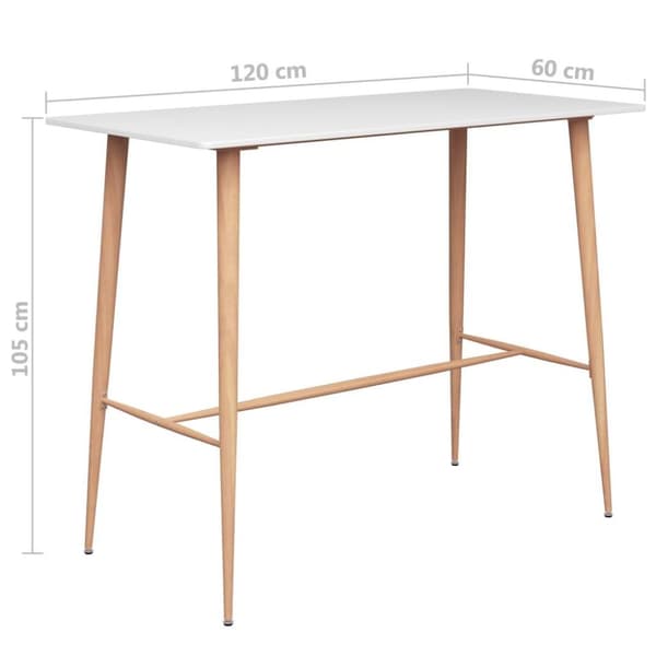 vidaXL barbord 120x60x105 cm hvid