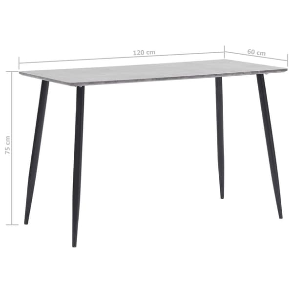 vidaXL spisebord 120 x 60 x 75 cm MDF grå