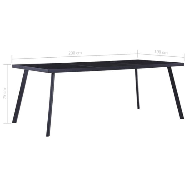 vidaXL Spisebord svart 200x100x75 cm herdet glass