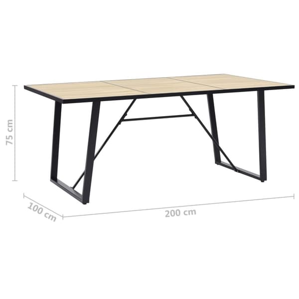 vidaXL Spisebord eik 200x100x75 cm MDF